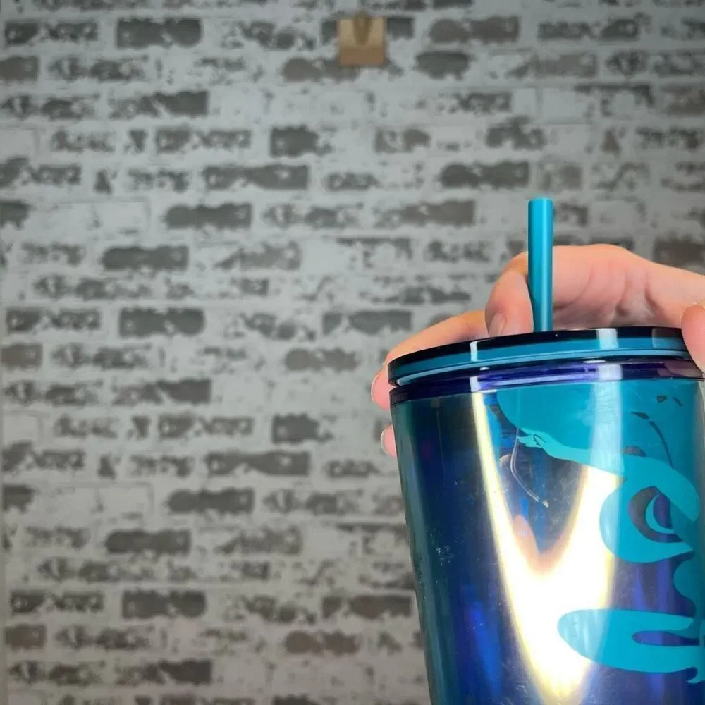 Starbucks | blue travel cup with lid and straw